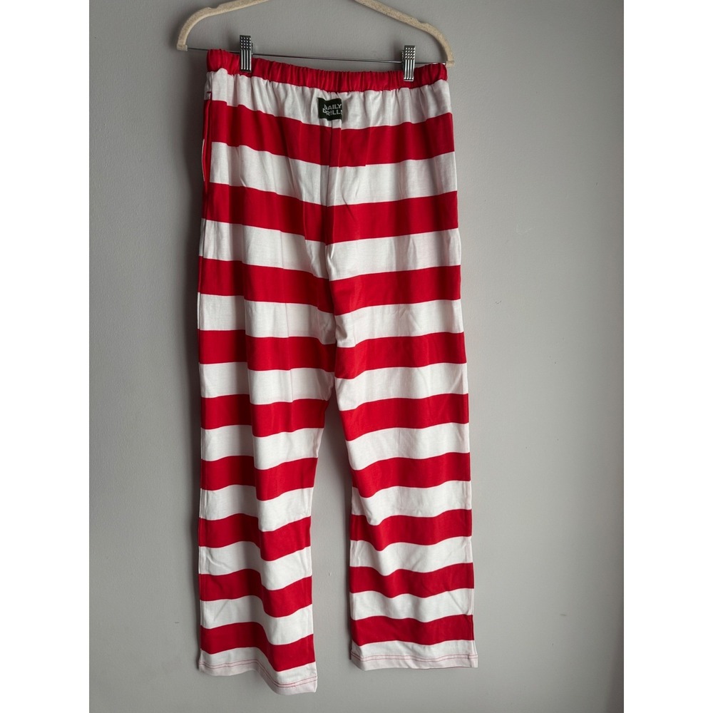 Daily Drills Wide Stripe Cotton Pants Red White Lounge M/L
